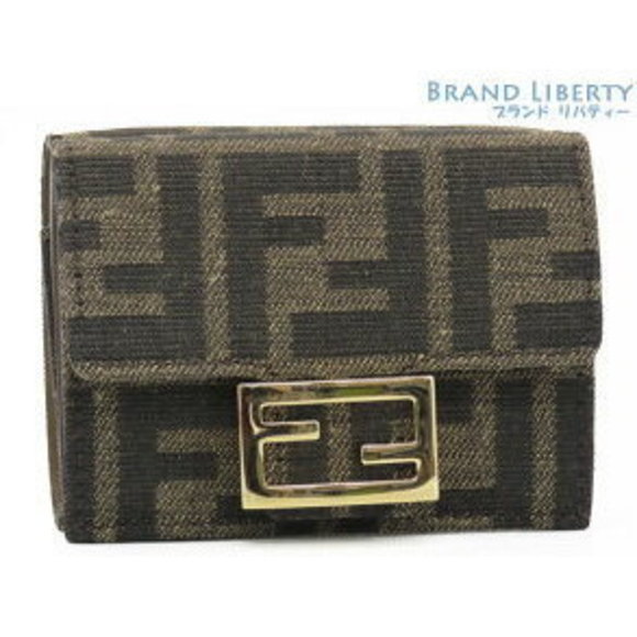 Fendi Canvas Wallet Micro Tri Zucca Leather Baguette Black - Picture 1 of 9